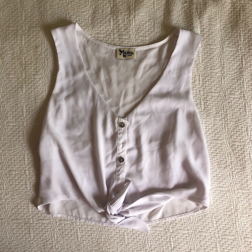 Show Me Your Mumu White Cropped Tie Tank Top